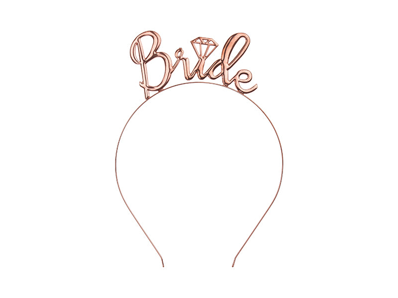 Bride feliratú tiara/fejdísz lánybúcsúra rosegold színben