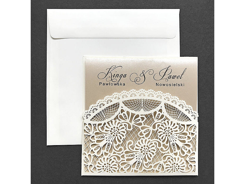 Csipke fátyol esküvői meghívó