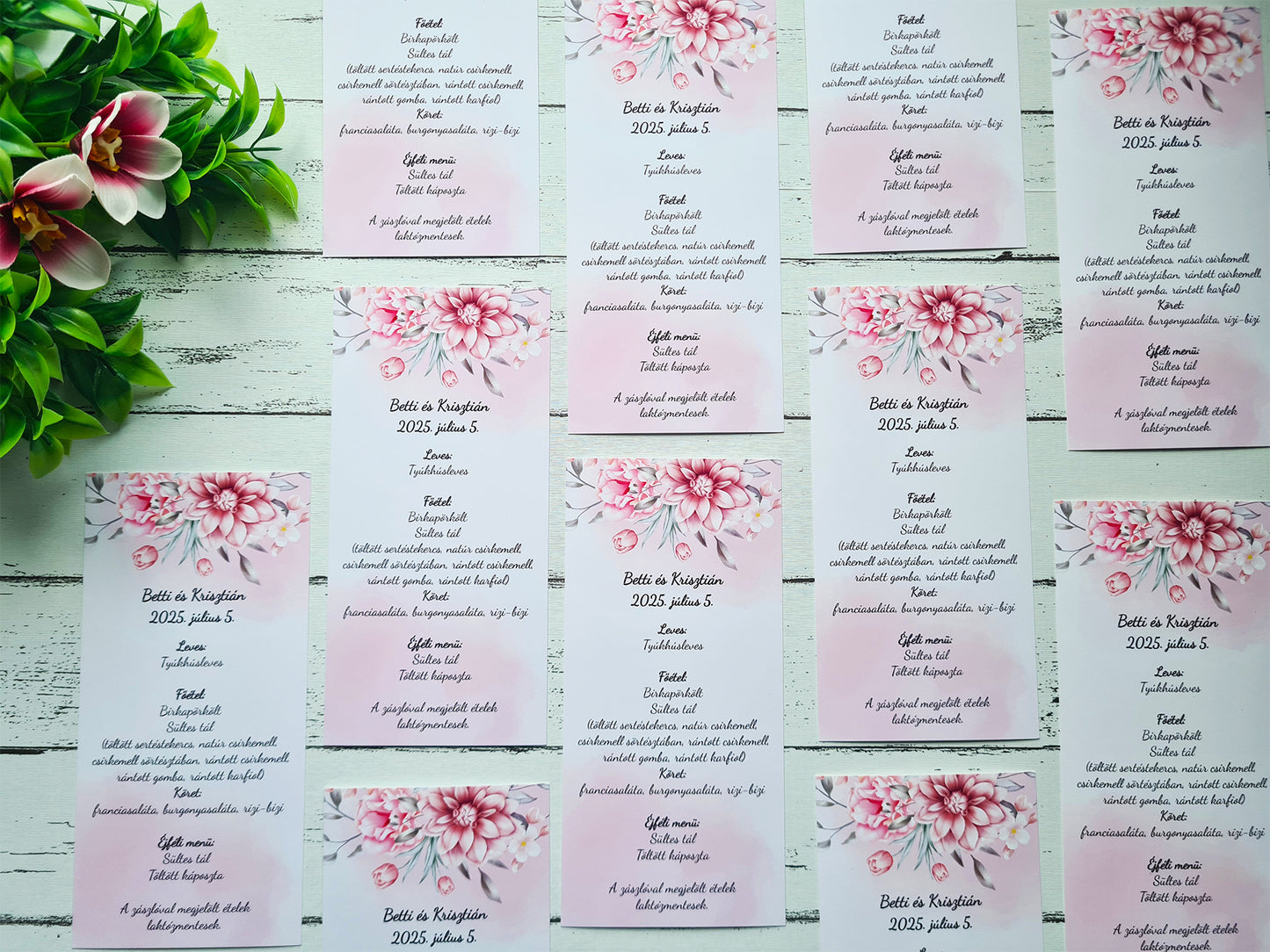 Egylapos menülap/menükártya