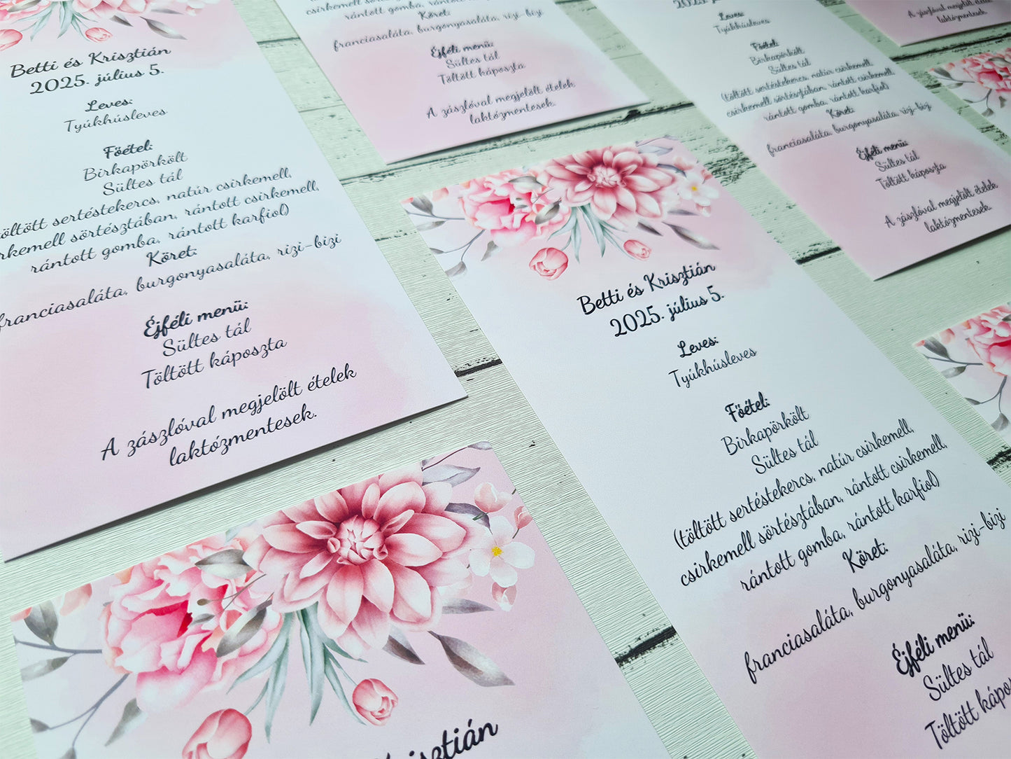 Egylapos menülap/menükártya