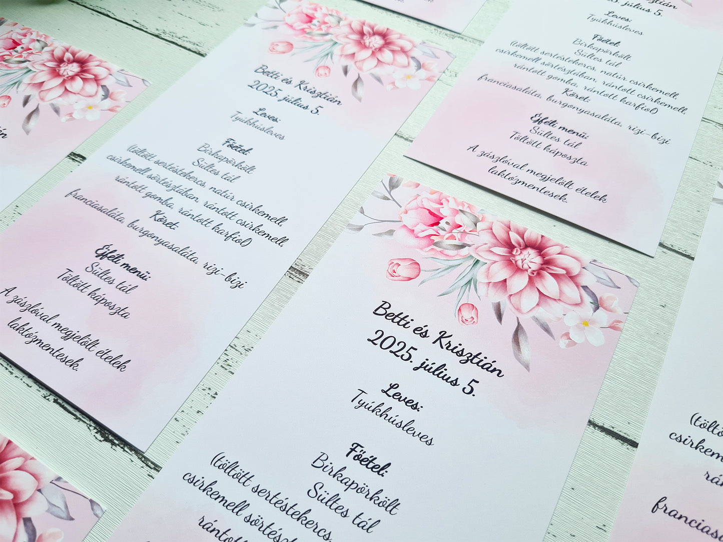 Egylapos menülap/menükártya