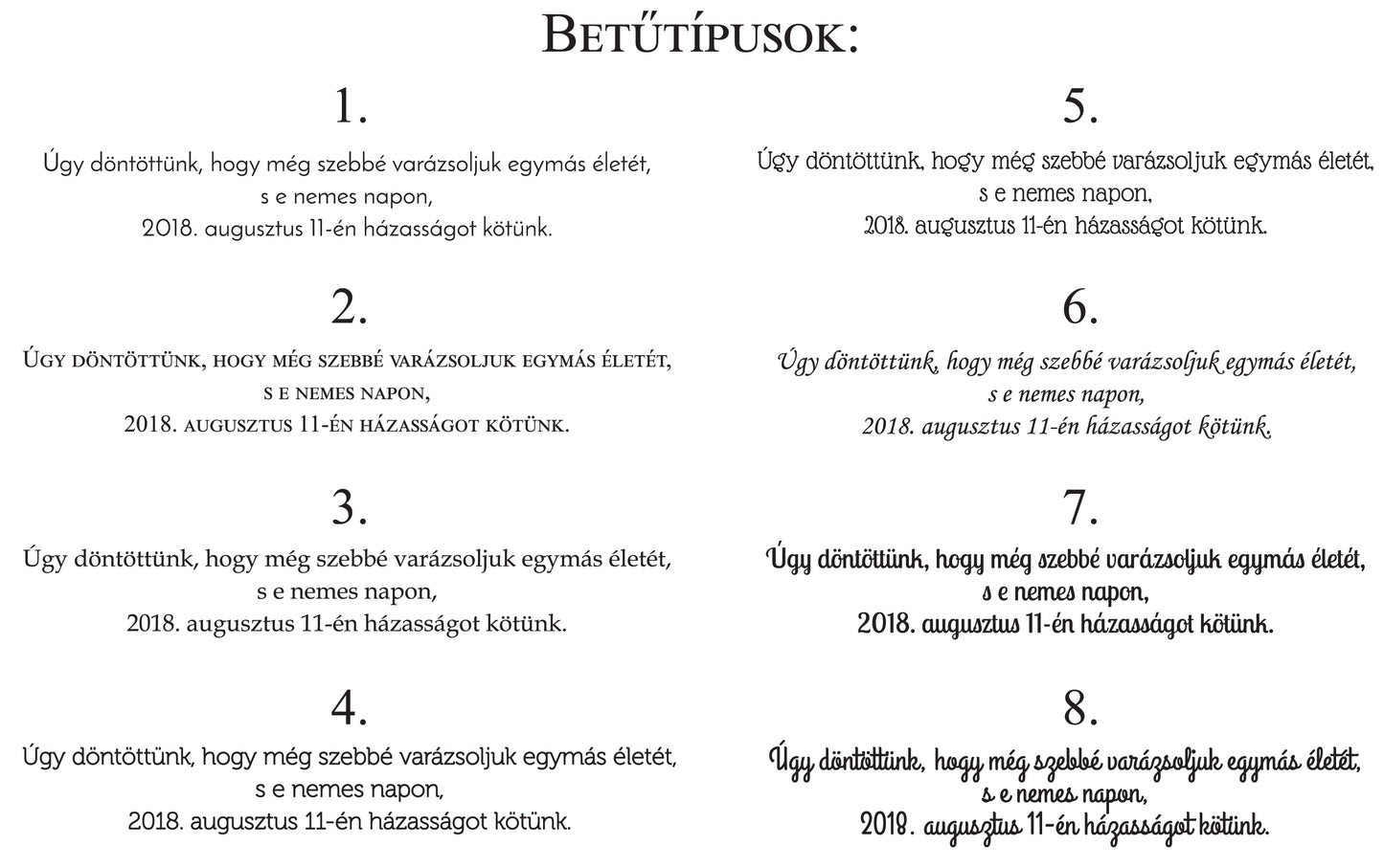 Egylapos menülap/menükártya