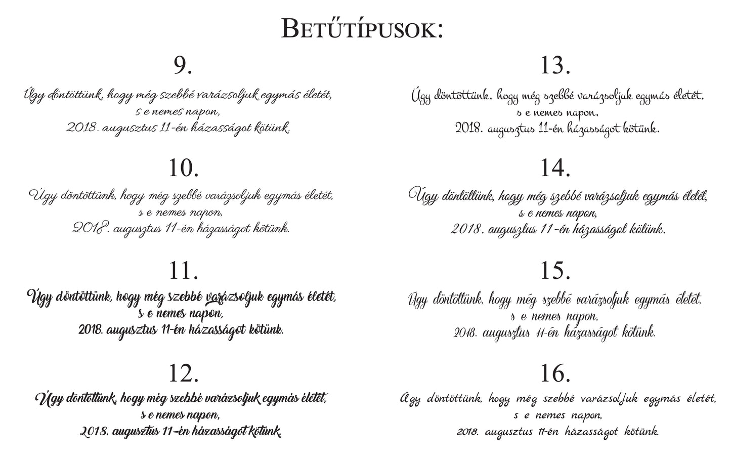 Egylapos menülap/menükártya