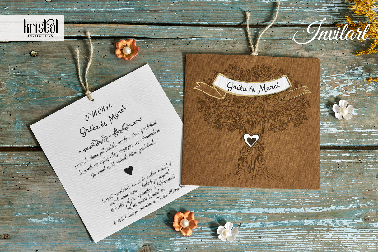 Életfa esküvői meghívó