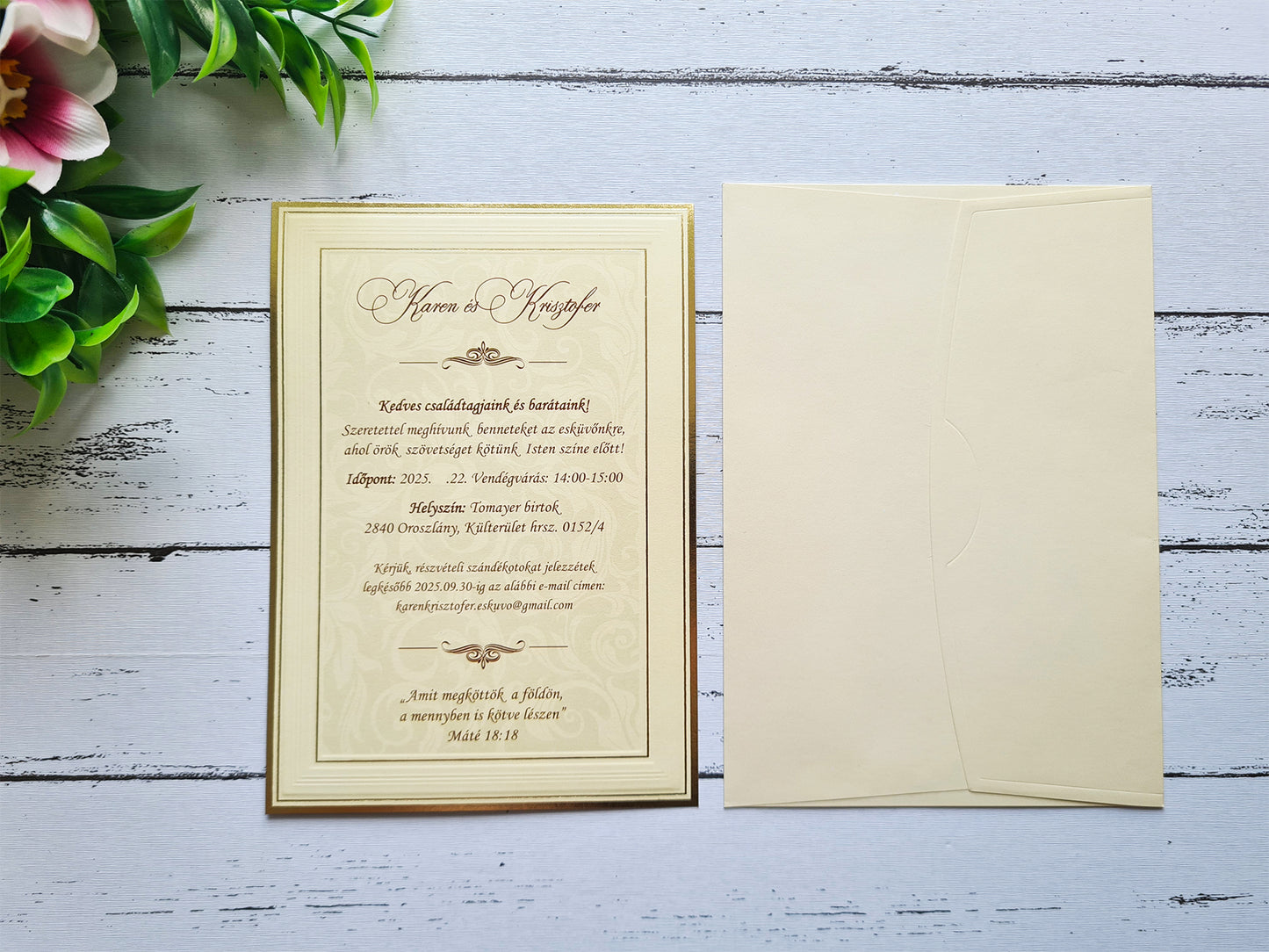 Goldheaven esküvői meghívó