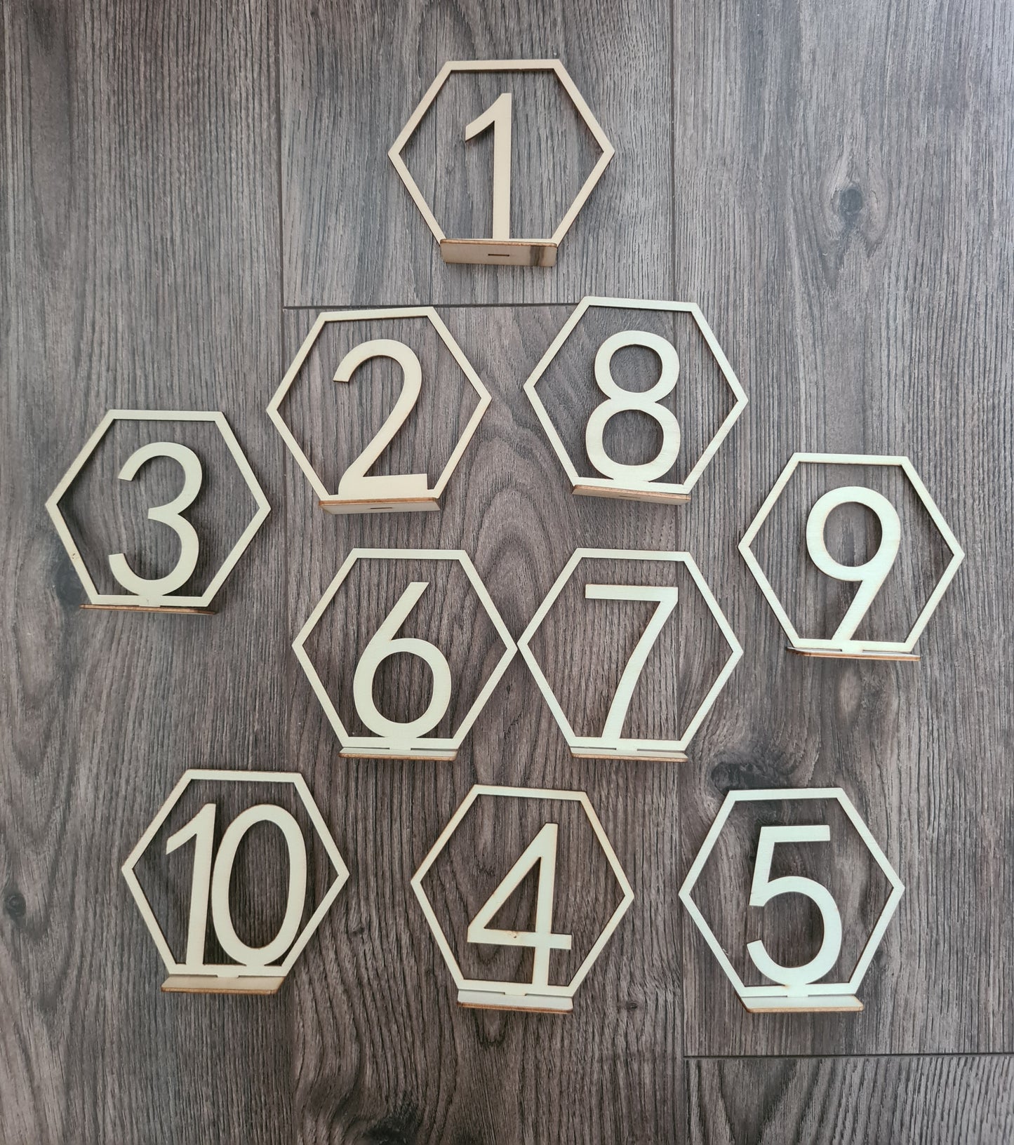 Lézervágott fa asztalszám szett (1-10-ig)