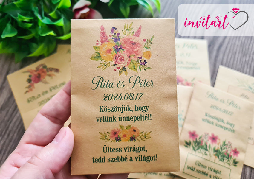 Virágmag köszönetajándék kraft tasakban