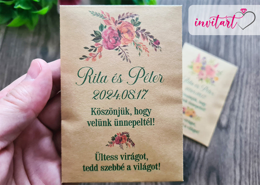 Virágmag köszönetajándék kraft tasakban