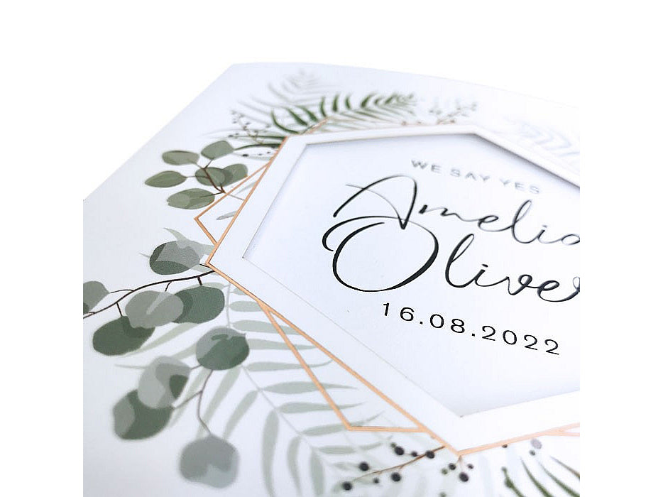 Zöld leveles esküvői meghívó