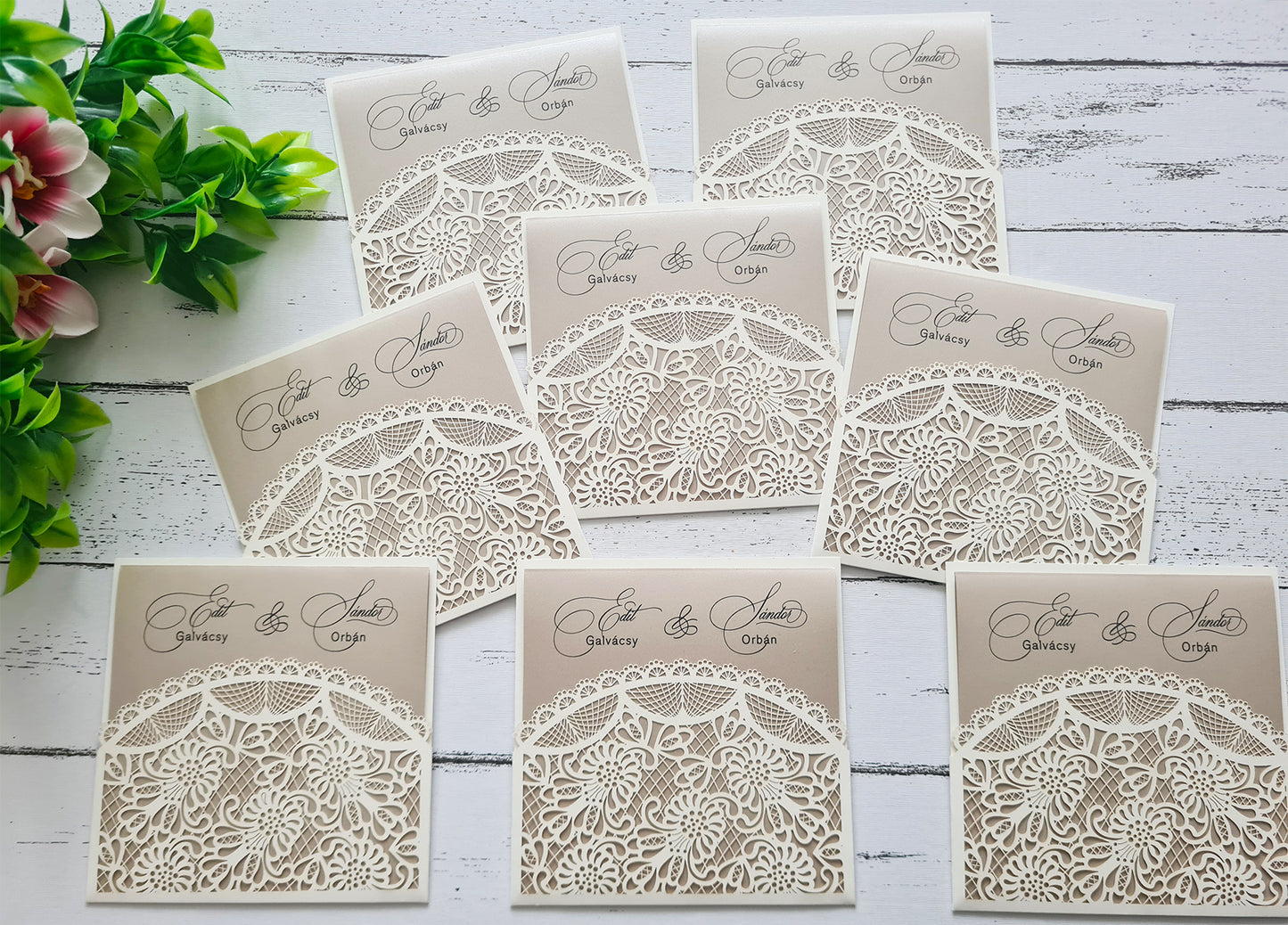 Csipke fátyol  esküvői meghívó