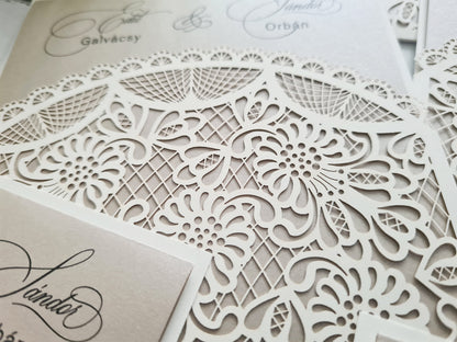 Csipke fátyol  esküvői meghívó