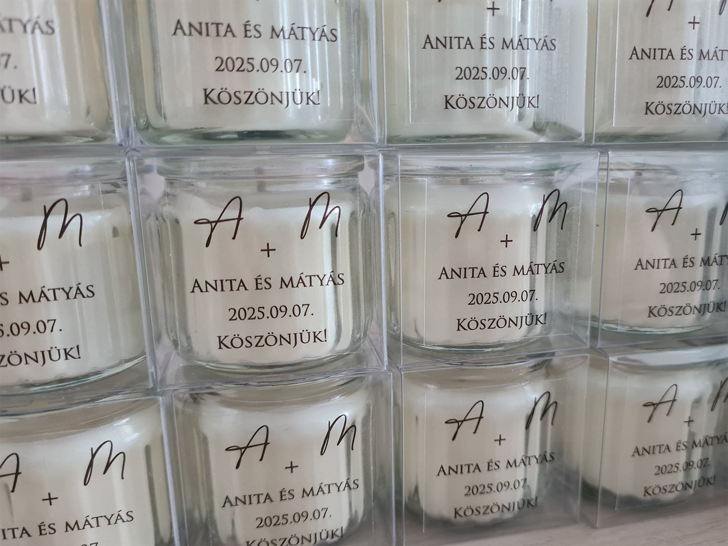 Üveges gyertya köszönetajándék
