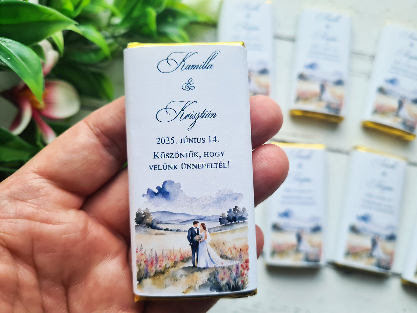 Esküvői csoki, csokoládé köszönetajándék