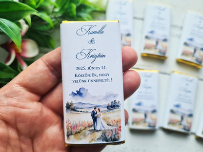 Esküvői csoki, csokoládé köszönetajándék