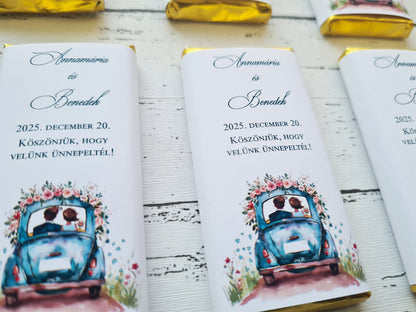 Esküvői csoki, csokoládé köszönetajándék