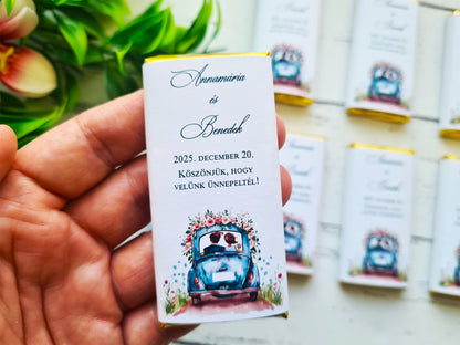 Esküvői csoki, csokoládé köszönetajándék