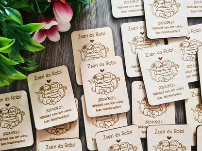 Gravírozott fa téglalap hűtőmágnes köszönetajándék