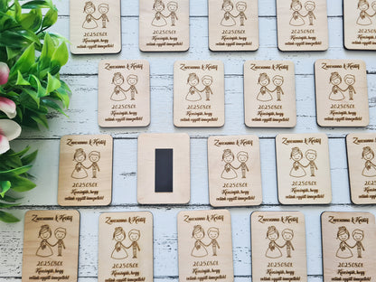 Gravírozott fa téglalap hűtőmágnes köszönetajándék