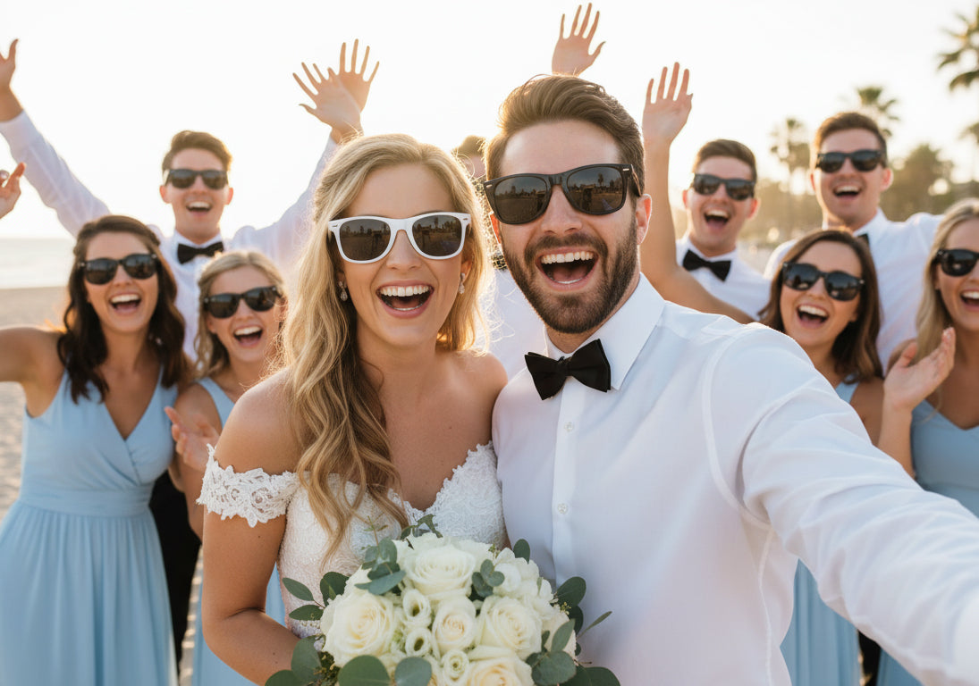 Napszemüveg esküvőre, lánybúcsúra, legénybúcsúra, partyra