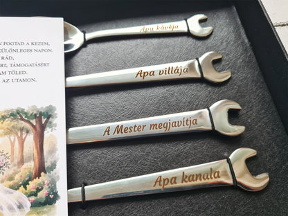 Szeretetből összerakva - Egyedi villáskulcs evőeszköz szett Apáknak