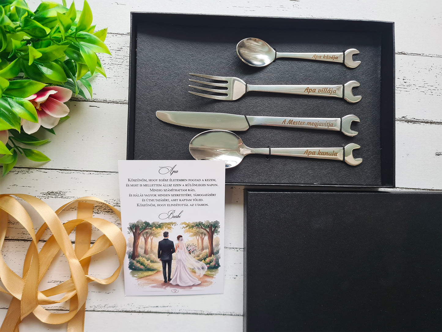 Szeretetből összerakva - Egyedi villáskulcs evőeszköz szett Apáknak