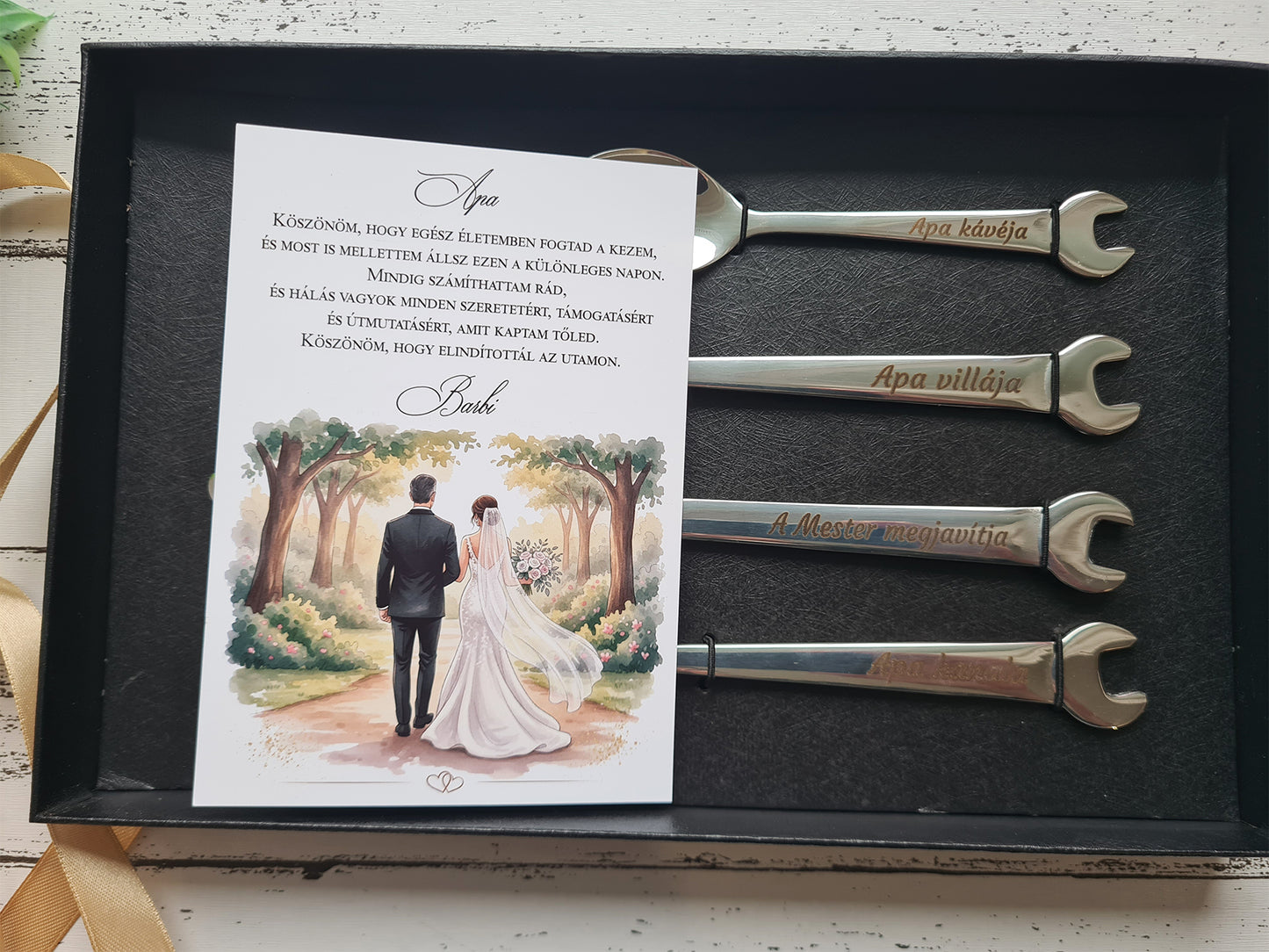 Szeretetből összerakva - Egyedi villáskulcs evőeszköz szett Apáknak