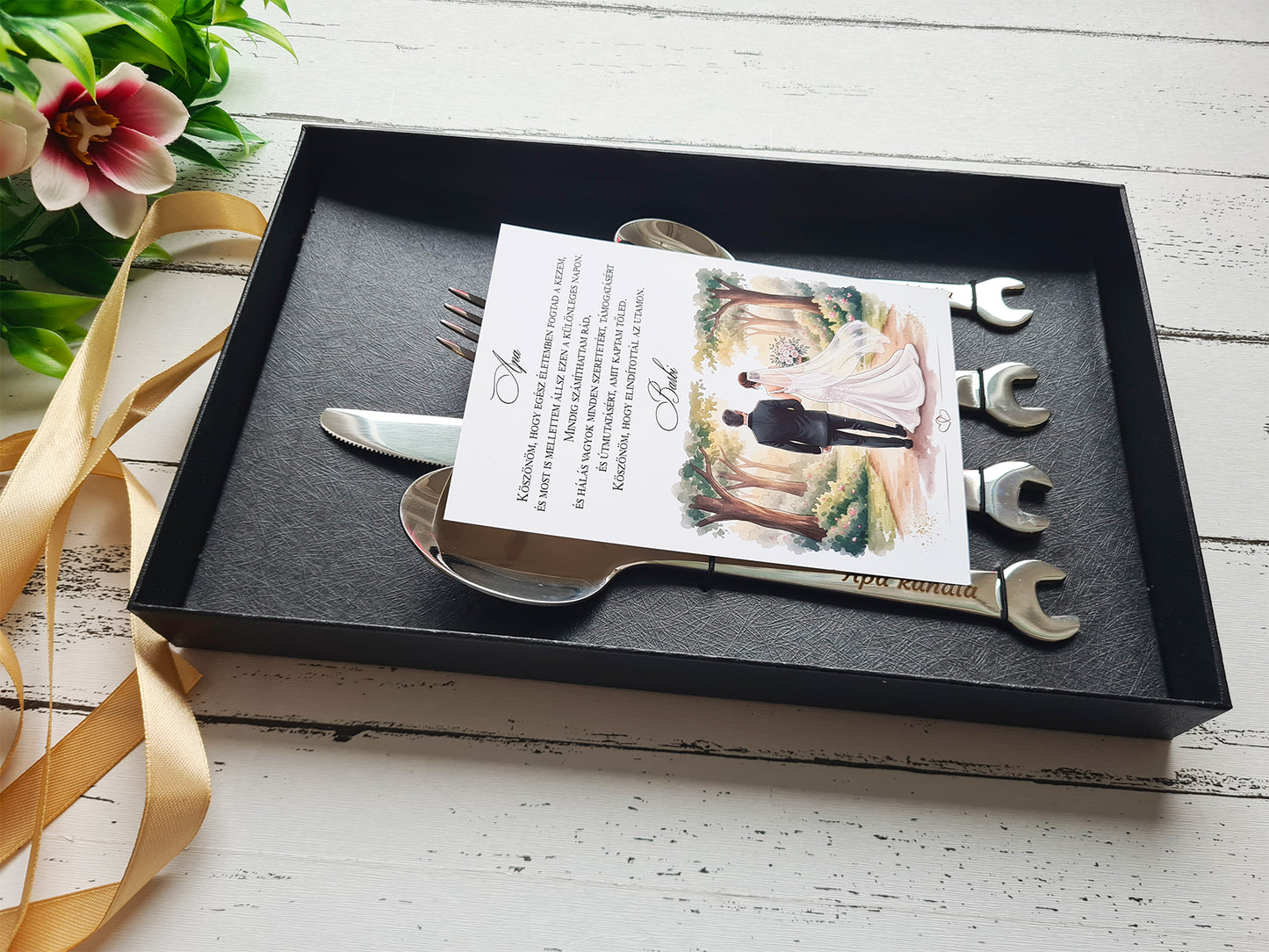Szeretetből összerakva - Egyedi villáskulcs evőeszköz szett Apáknak