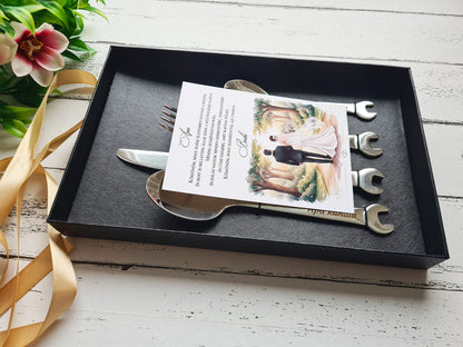 Szeretetből összerakva - Egyedi villáskulcs evőeszköz szett Apáknak